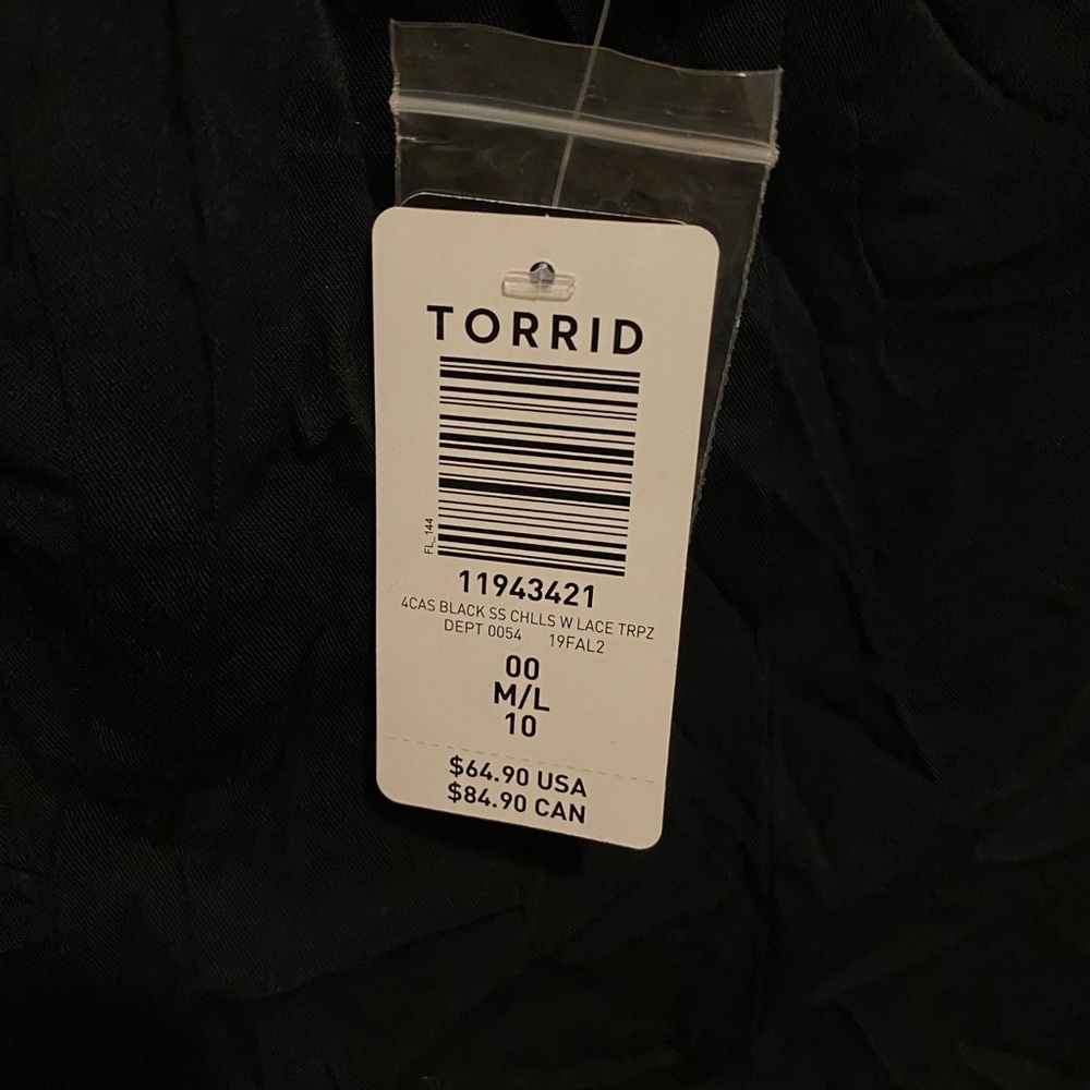 Torrid 00x 10 M/L Black Challis Lace Yoke Trapeze Dress - Picture 6 of 7